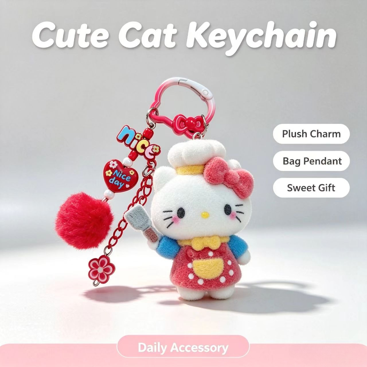 Women Accessories Trending - Chaveiro de Gato Flocado da Moda,