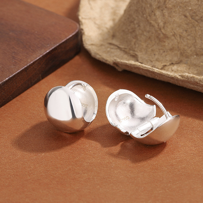 Statement Earrings Oversized - Brincos de Argola Esféricos Escovados em
