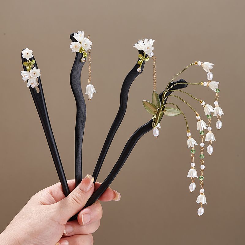 Pearl Hair Pin - Grampo de Cabelo de Madeira Vintage