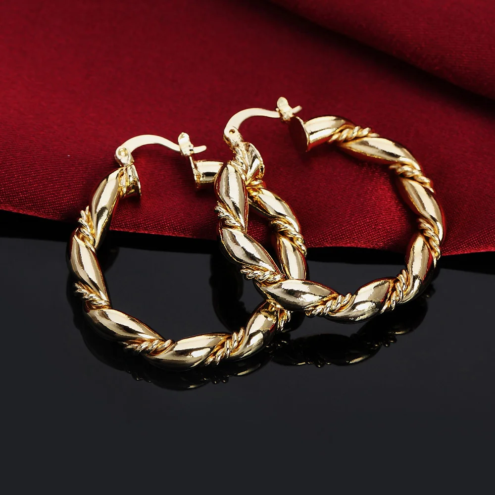 Statement Earrings Oversized - Brincos de argola redondos de corda