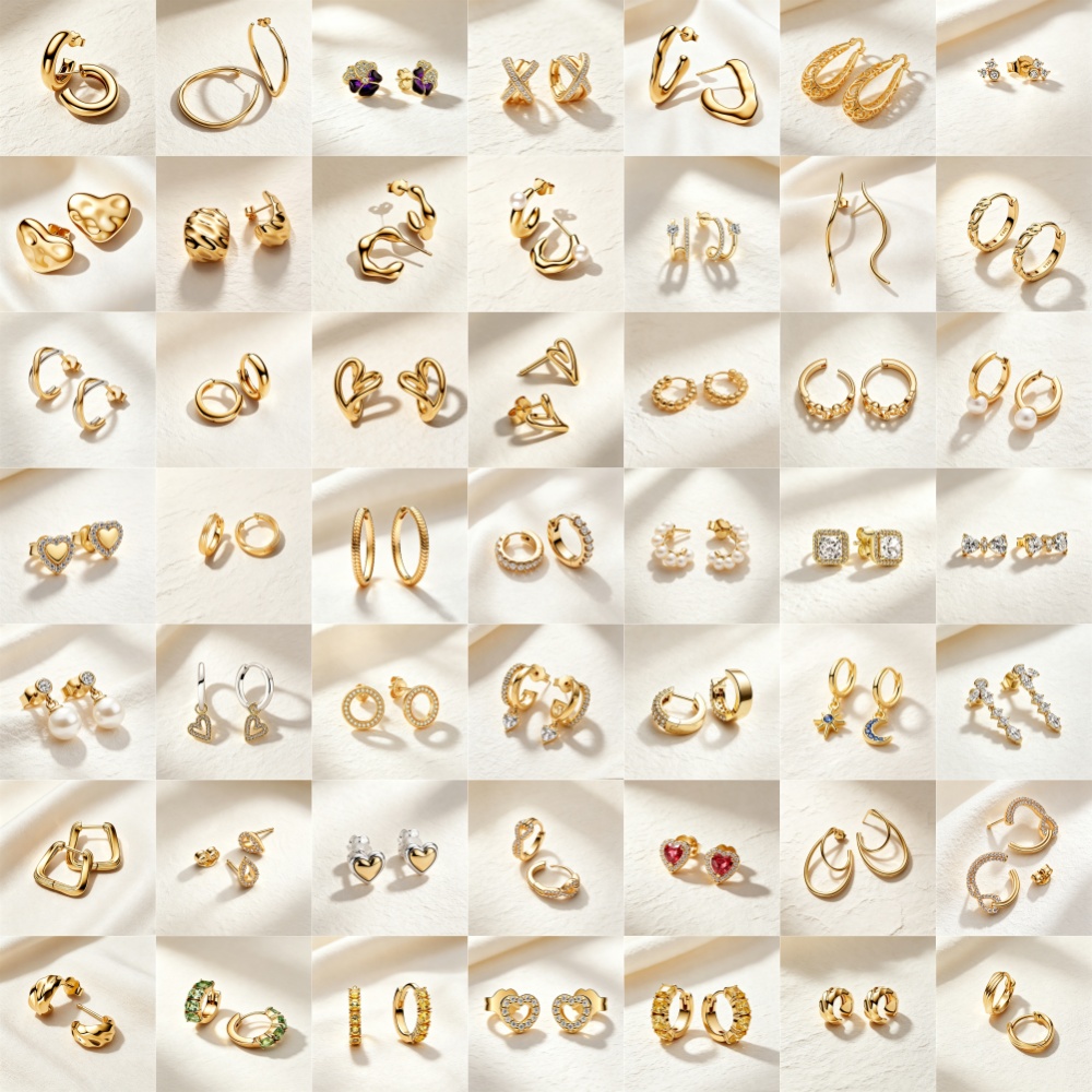 Statement Earrings Oversized - Brincos de prata esterlina 925, série